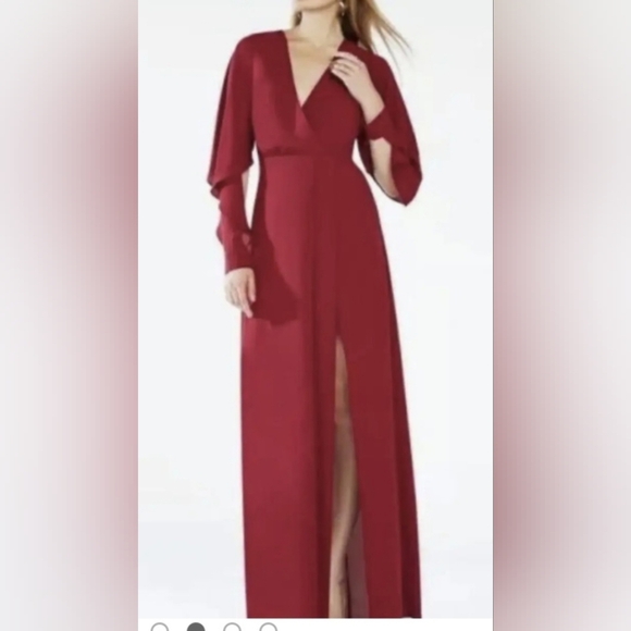 Deep canburry red chiffon long dress BCBG size 0 - Picture 2 of 6